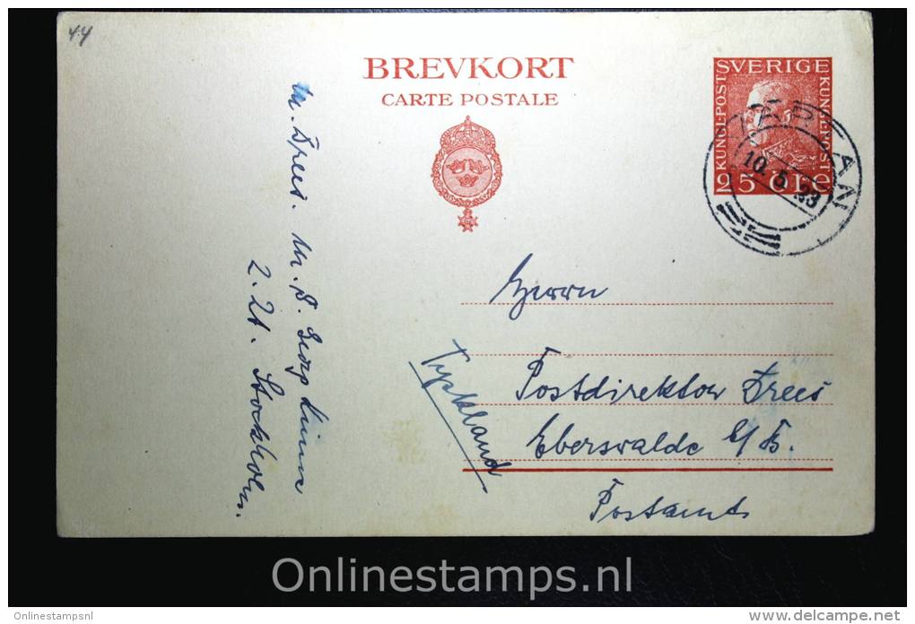 Sweden Postcard Mi Nr P 42  To Germany, 1923, Signed/geprüft - Ganzsachen