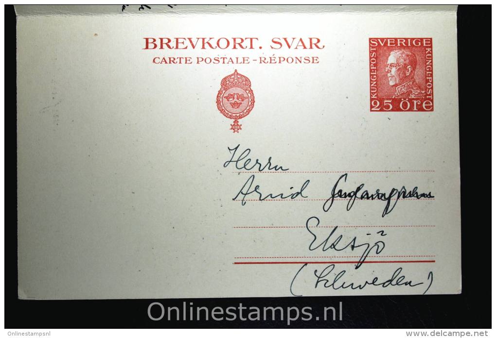 Sweden Postcard Mi Nr P 45 Med Betalt Svar Eksund (RR) To Leipzig Germany, 1921, Complete Set - Entiers Postaux