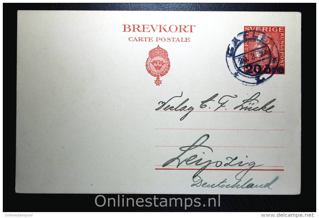 Sweden Postcard Mi Nr P 47 II,  To Leipzig 1924 - Ganzsachen