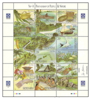 Micronesia,  Scott 2014 # 186,  Issued 1993,  Sheet Of 18,  NH,  Cat $ 12.50, Marine Life - Micronesia