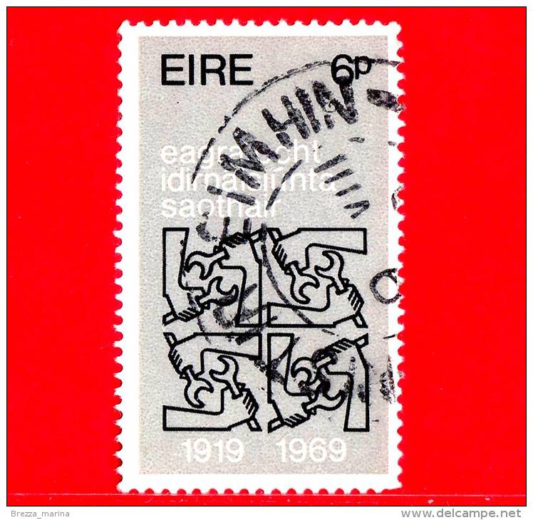 IRLANDA - Eire -  1969 - 50 Anni Di  I.L.O.  - Emblema - 6 P - Gebruikt