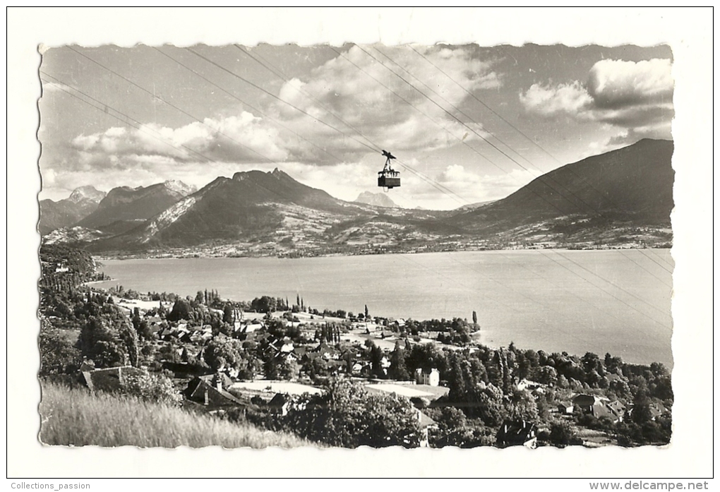 Cp, 74, Veyrier (Lac D'Annecy), Vue Générale Et Le Téléphérique - Veyrier