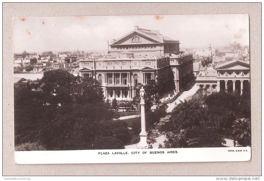 EARLY MITCHELLS ? Argentine ARGENTINA Dos Simple ? Early Postcard Buenos Aires Plaza Lavalle Teatro Colon THEATRE - Argentina