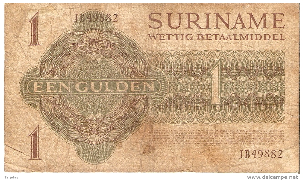 BILLETE DE SURINAM DE 1 GULDEN DEL AÑO 1974 (BANKNOTE) - Surinam