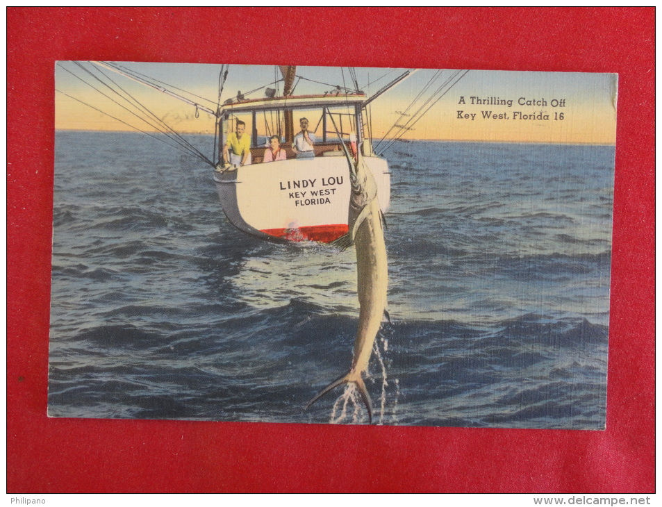 - Florida > Key West & The Keys Lindy Low Fishing Catck Linen 1939 Cancel    Ref  1105 - Key West & The Keys