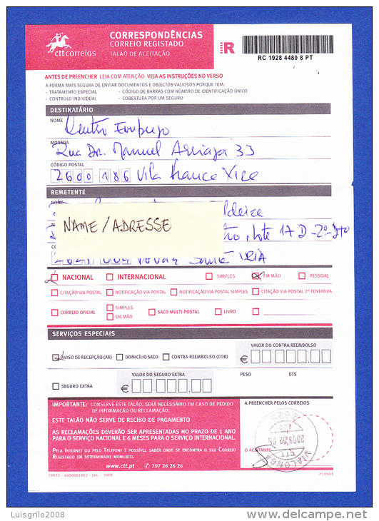 COURRIER RECOMMANDÉ - ACCEPTATION DES COUPONS -- CACHET . VIALONGA - 2009.02.05 - Briefe U. Dokumente