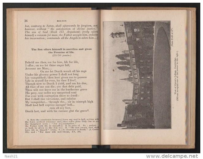 1924 -  Livre '' The Paradise Lost '' De Milton - Extraits Par P.Chauvet - Programme Scolaire De 1931 - 1900-1949