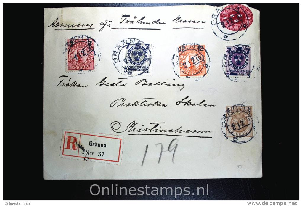 Sweden: Cover Mi. U 9 , Registered Used Upgraded With Fa 128/130, ++, 5x Waxsealed, Cut At Top - Entiers Postaux