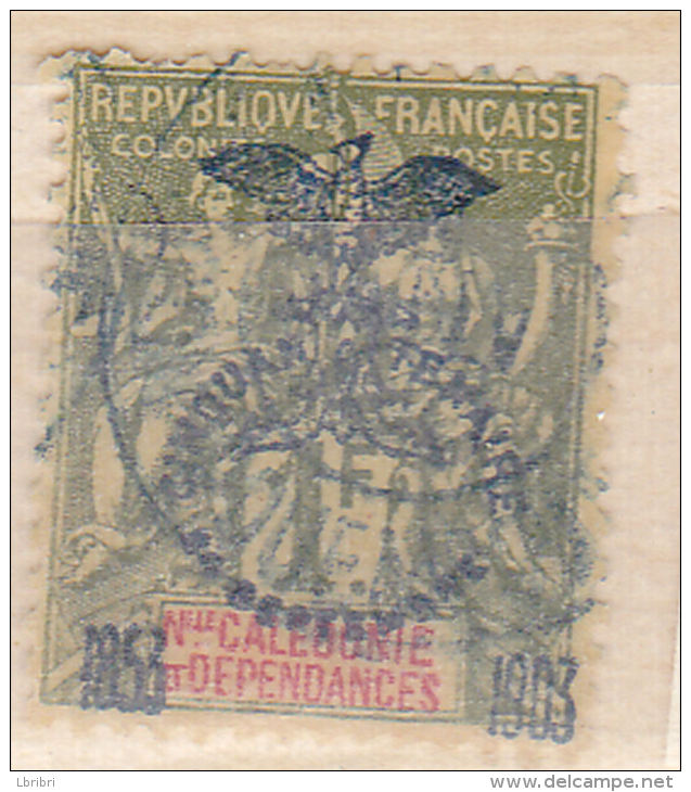 NOUVELLE CALEDONIE N° 80 1F OLIVE CINQUANTENAIRE DE LA PRÉSENCE FRANÇAISE  OBL DENTS COURTES - Oblitérés