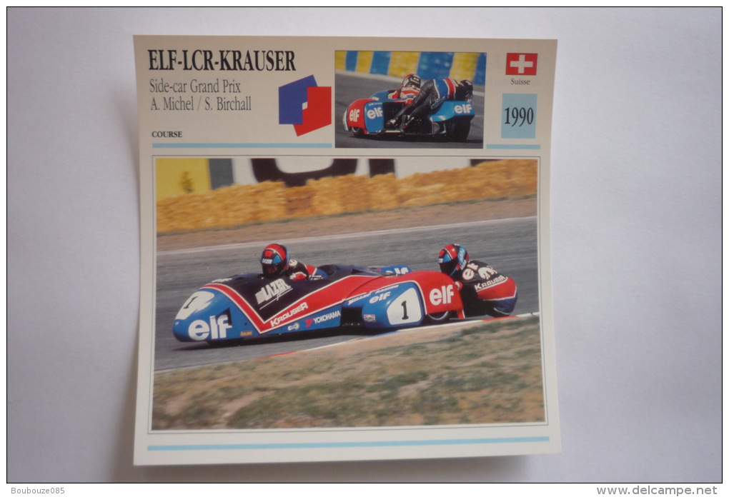 Transports - Sports Moto - Carte Fiche Technique Moto ( Elf-lcr-krauser-side-car-grand Prix  1990 - Motorcycle Sport