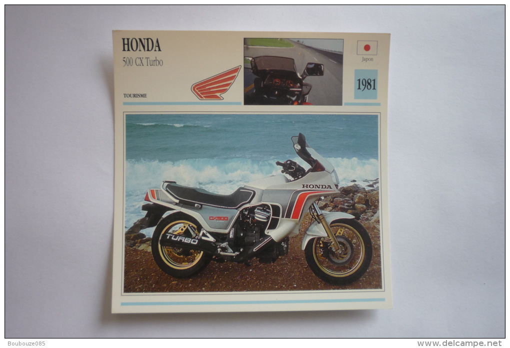 Transports - Sports Moto - Carte Fiche Technique Moto ( Honda 500 Cx Turbo -1981 ( Description Au Dos - Motorcycle Sport