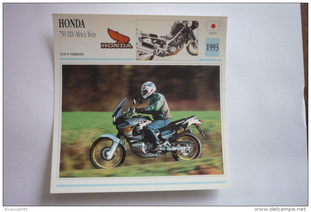 Transports - Sports Moto - Carte Fiche Technique Moto ( Honda 750 Xlv Africa Twin -1993 ( Description Au Dos - Motorradsport