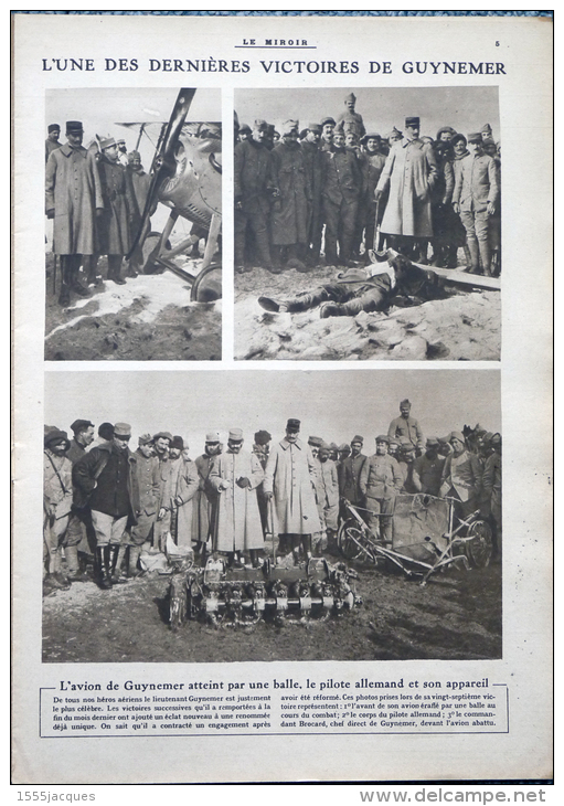 LE MIROIR N° 168 / 11-02-1917 IVERNIA ESCADRILLE CIGOGNES AVIATEUR GUYNEMER TUNISIE GABES JOFFRE MOEVE CHIEN RÉGIMENT - War 1914-18