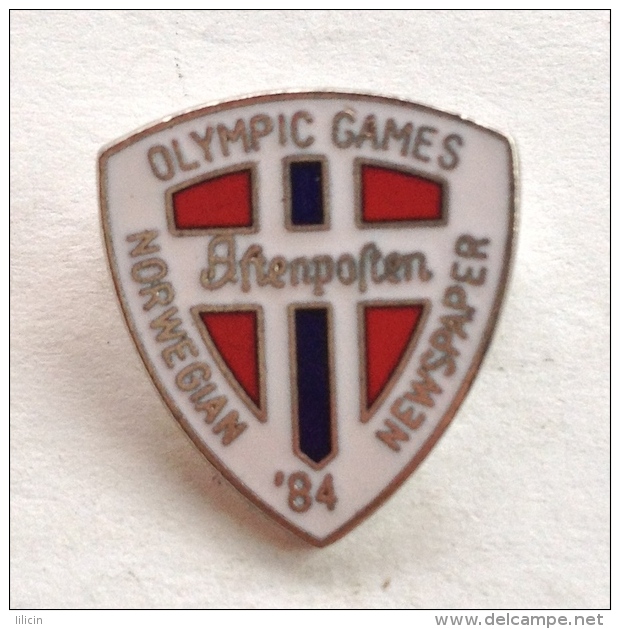 Badge Pin ZN000353 - Olympic (Olimpique) Yugoslavia Bosnia Sarajevo Winter Games 1984 Norway AFTERPOSTEN - Jeux Olympiques