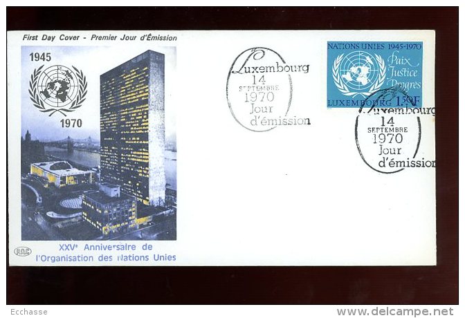 Enveloppe Premier Jour 1er Fdc Nations Unies Luxembourg 1970 - FDC