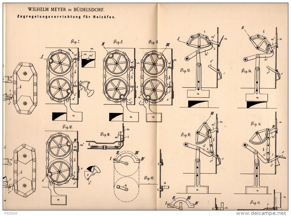 Original Patentschrift - W. Meyer In Büdelsdorf ,1898, Regelung Für Heizöfen , Heizung , Ofen , Heizungsbau , Rendsburg - Rendsburg