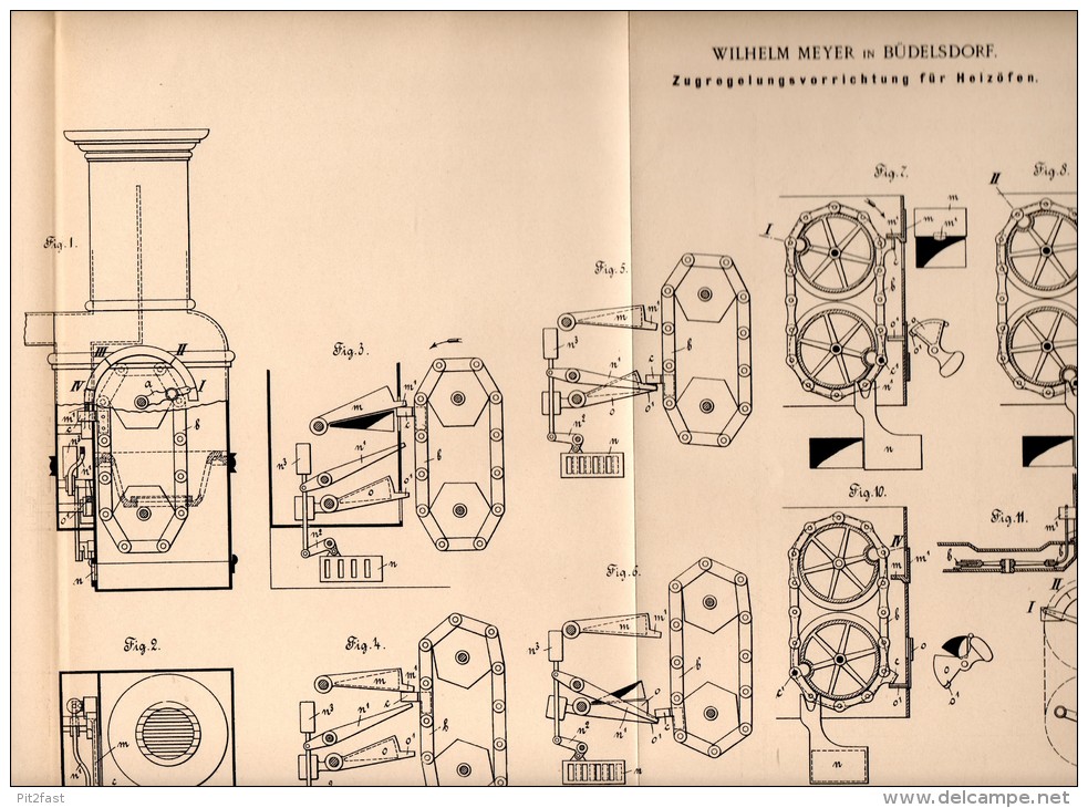 Original Patentschrift - W. Meyer In Büdelsdorf ,1898, Regelung Für Heizöfen , Heizung , Ofen , Heizungsbau , Rendsburg - Rendsburg