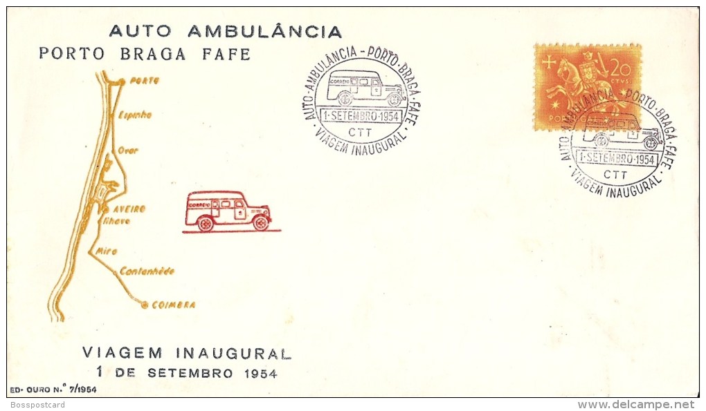 Braga - Envelope Da Viagem Inaugural Auto Ambulância Porto Braga Fafe. História Postal. Filatelia. - Lokale Uitgaven