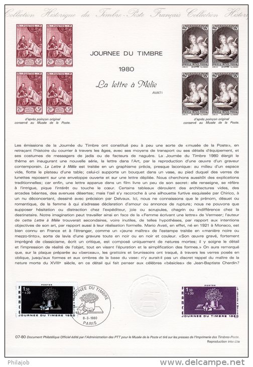 Document Officiel De 1980 N° 07-80 " JDT 1980 : LA LETTRE A MELIE " N° YT 2078 + Prix Dégressif. DPO - Postdokumente