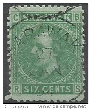 SARAWAK - 1871 DEFINITIVE 6c GREEN On GREEN  FU  SG 5 - Sarawak (...-1963)