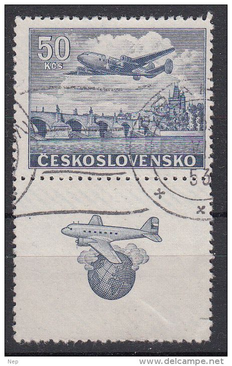 TSJECHOSLOWAKIJE - Michel - 1946 - Nr 500+Zf - Gest/Obl/Us - Luchtpost