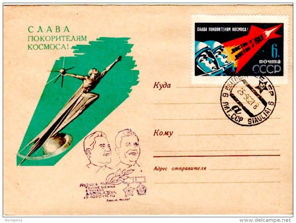 USSR Russia 1962 Siauliai "Vostok 3, Popovich" Spaceship/Vaisseau Cacheted  Cover Lollini #3541 - Russie & URSS