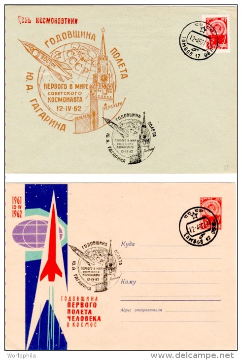 USSR Russia 1962 Tambov "Vostok 1, Gagarine" Spaceship/Vaisseau Cacheted 2 Covers Lollini #11652 - Russia & USSR