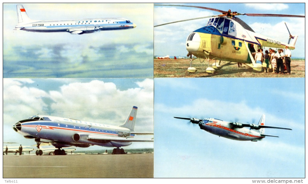 Carnet Complet De 10 Cartes - Aviation - URSS - Aerofloat -  CCCP- Avions - Planes -Hydroplane -  Hélicoptere- Turbojet - Pittsburgh