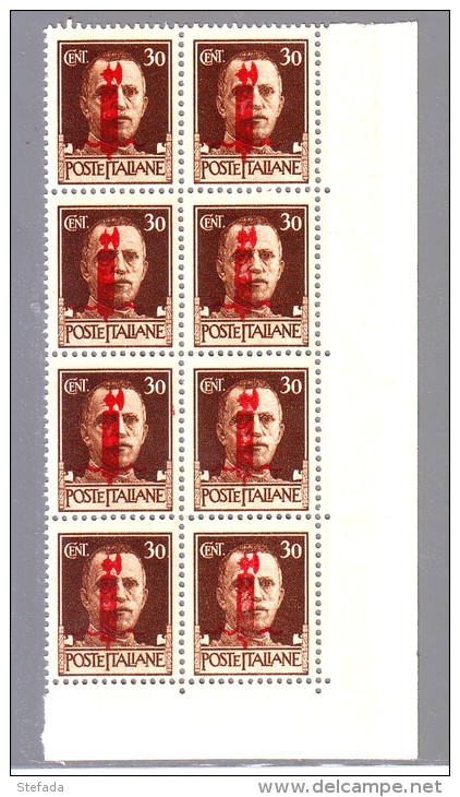 ITALIA ITALY1944 R.S.I   30 Cent. IMPERIALE  SOPRAS.  BLOCCO DI OTTO MNH** - Nuovi