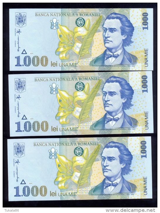 ROMANIA 1998 Banknote 1000 Lei, Pack Of 3 X UNC Notes - Rumania