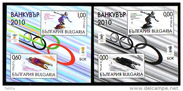 BULGARIA \ BULGARIE - 2010 - Jeux Olimpiques D'Hiver - Vancouver'2010 - Normal Bl + Bl.souvenir ** - Winter 2010: Vancouver