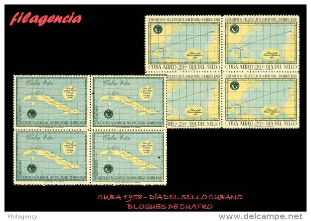 CUBA. BLOQUES DE CUATRO. 1958-05 DÍA DEL SELLO CUBANO - Ungebraucht