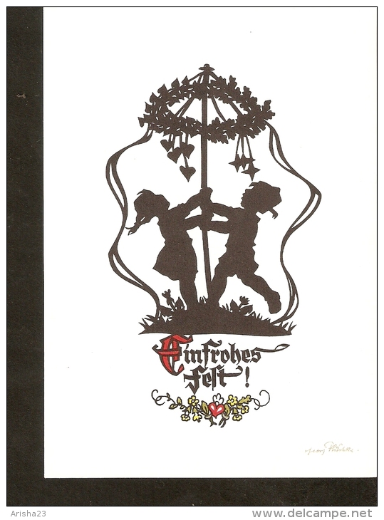 5k. Sihouetee - Scissor-type - Einfrohes Felt - Children Girl & Boy - Klaus Pfleumer - Scherenschnitt - Silhouette