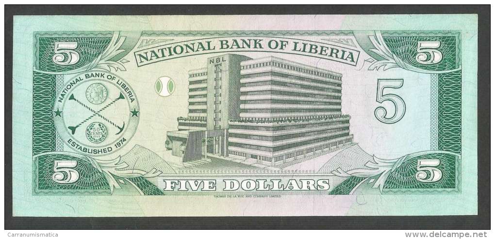[NC] NATIONAL BANK Of LIBERIA - 5 DOLLARS (1989) - Liberia