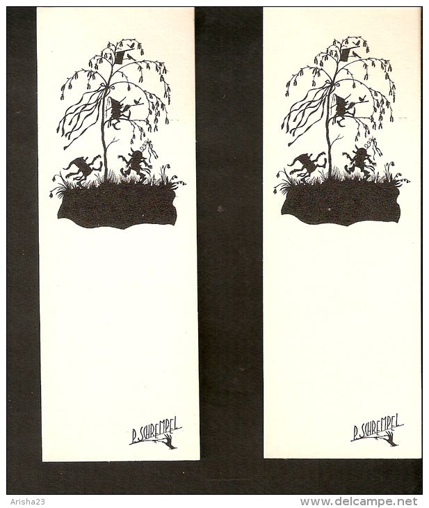 5k. Sihouetee - Scissor-type - Set Of 2 Gnome Herzliche Pfingstgrusse - Paul Schrempel - Silhouettes