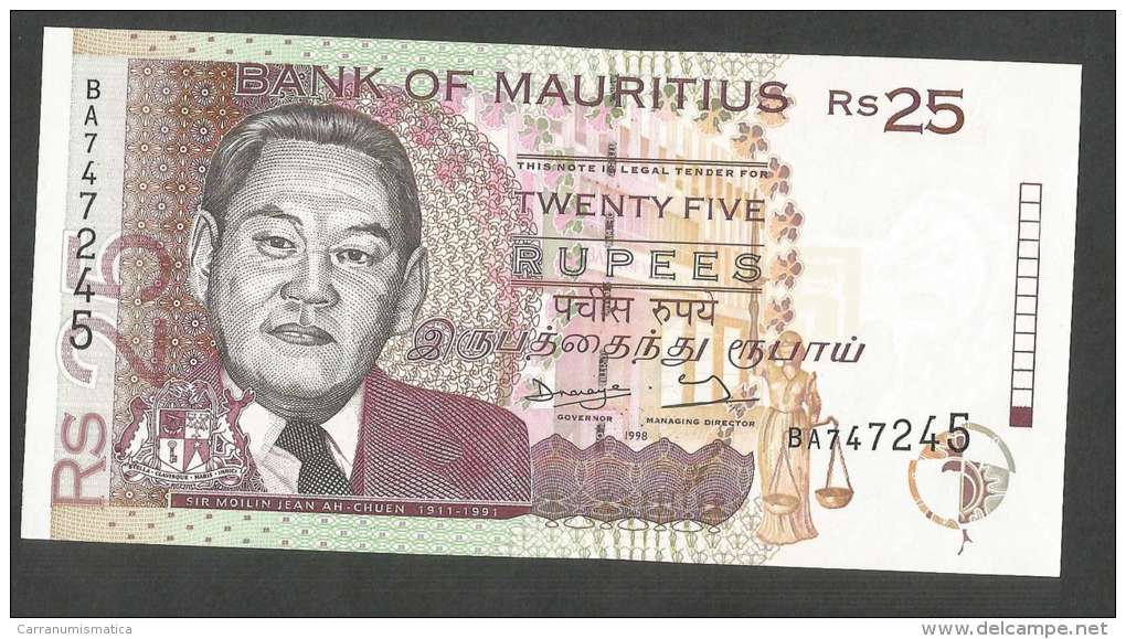 [NC] BANK Of MAURITIUS - 25 RUPEES (1998) - Mauritius