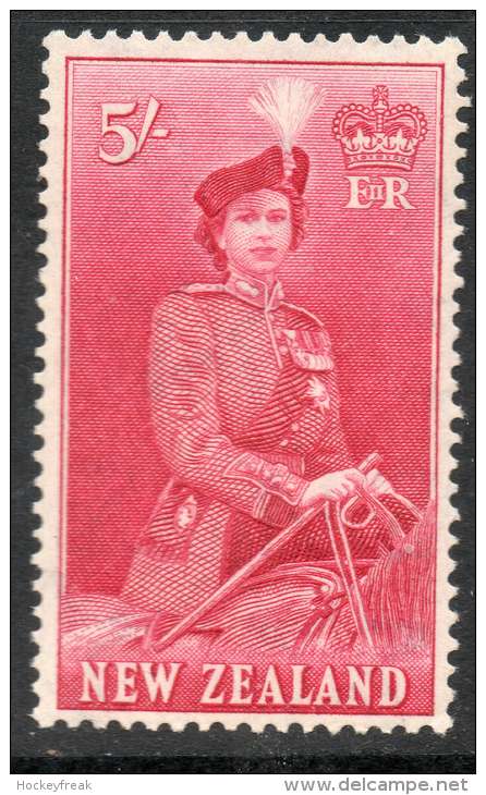 New Zealand 1954 - 5/- Carmine SG735 MNH Cat £30 SG2020 - Unused Stamps