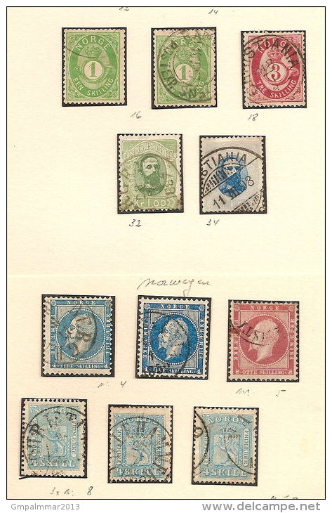 Lot NOORWEGEN KLASSIEK / NORWAY / NORVEGE Classic With Nr.s 4 , 5 , 8 (3x) , 12 , 14 , 18 , 32 En 34 ! - Usati