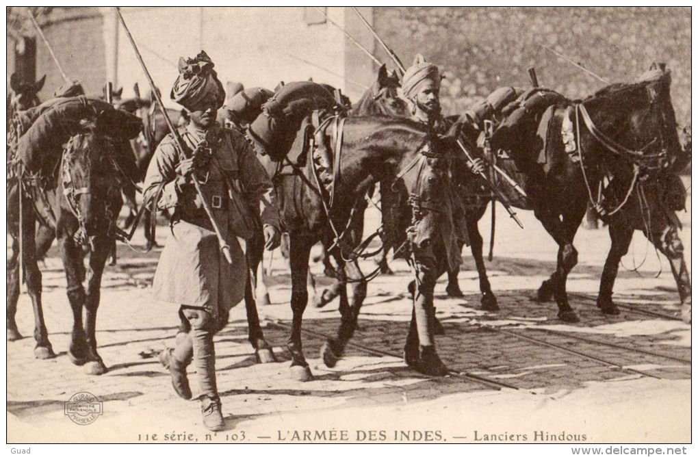 WW1  TROUPES INDIENNES ANGLAISES INDES LANCIERS HINDOUS - War 1914-18