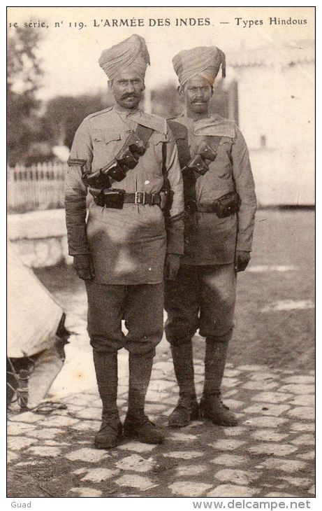 WW1  TROUPES INDIENNES ANGLAISES INDES TYPES HINDOUS - Guerra 1914-18