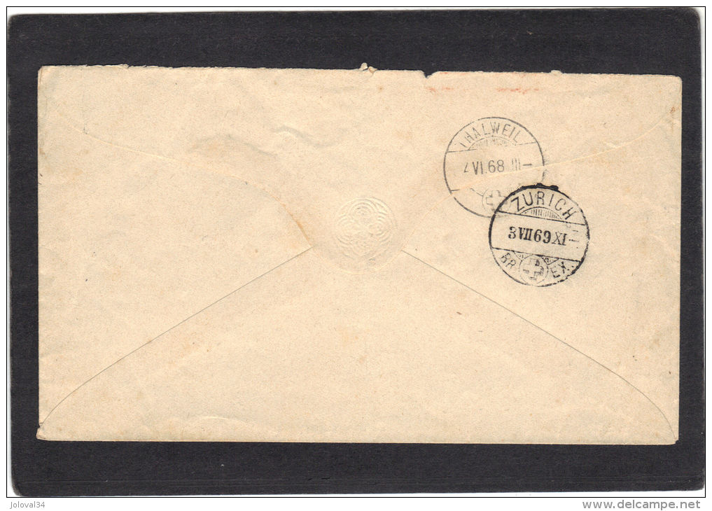 Suisse - Lettre Entier Postal De Schwyz 1869 Pour Thalweil Passe Zurich - Interi Postali