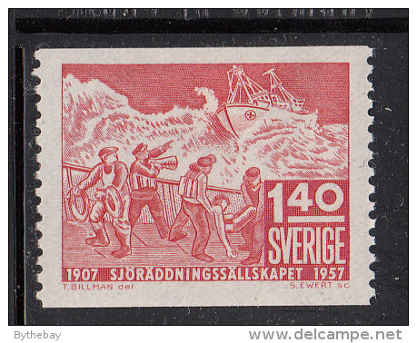 Sweden MH Scott #500 1.40k Ship In Distress, Lifeboat - 50th Ann Swedish Life Saving Society - Unused Stamps