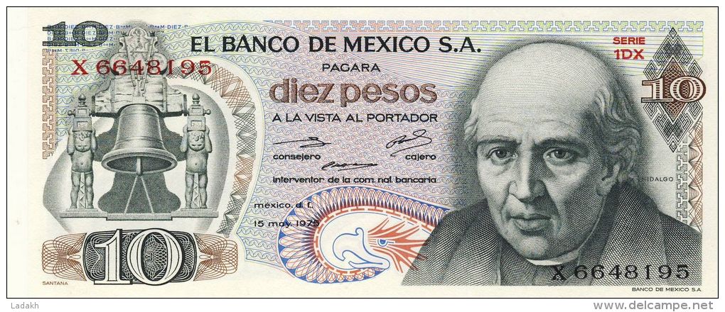 BILLET # MEXIQUE # 1975 # PICK 724  # 10 PESOS # NEUF # - Mexiko