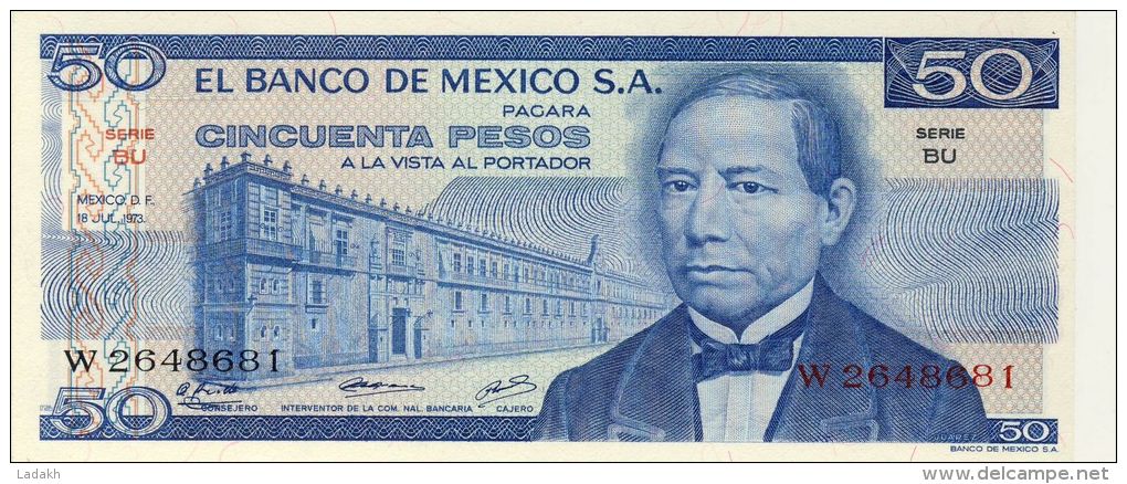 BILLET # MEXIQUE # 1973 # PICK 726 # 50 PESOS # NEUF # - Mexique