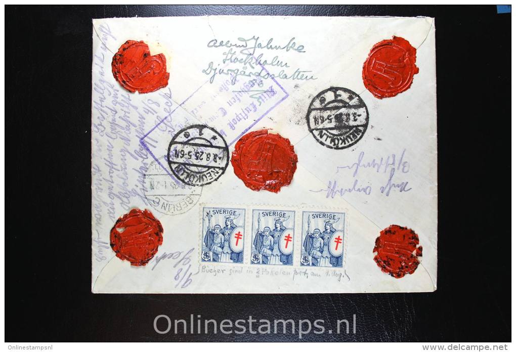 Sweden  Registered Airmail Cover Stockholm  To Berlin, 1925 Mixed Stamps And Very Nice Cancels, Wax Sealed 5 X - Brieven En Documenten