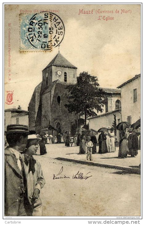 79 - MAUZÉ-SUR-LE-MIGNON - L'Église - (sortie De La Messe) - Carte Précurseur (dos Non Divisé) - Très Animée - Mauze Sur Le Mignon