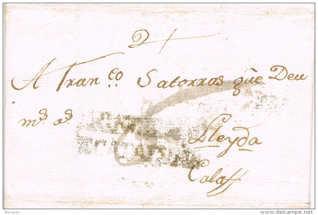 5669. Carta Entera Pre Filatelica SELVA De CAMP (Tarragona) 1790 - ...-1850 Prephilately