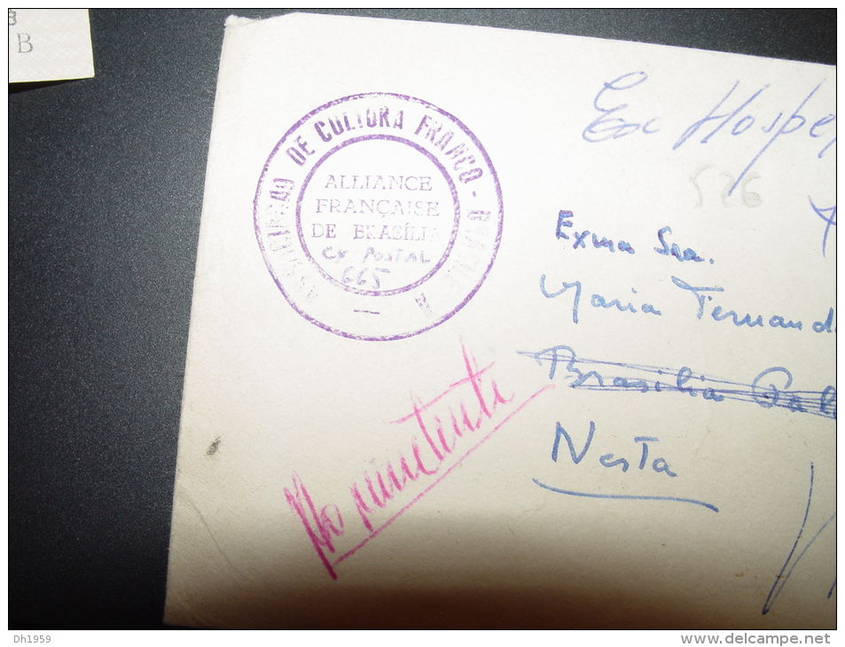 ALLIANCE FRANCAISE DE BRASILIA BRESIL DEPART 29.12 1962 RETOUR 3.4. 1963 - Cartas & Documentos