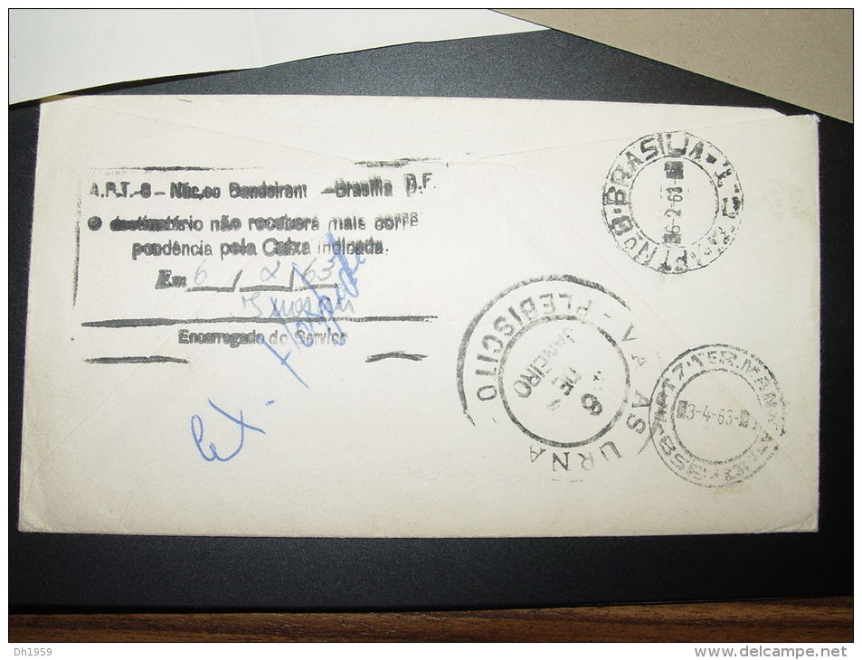 ALLIANCE FRANCAISE DE BRASILIA BRESIL DEPART 29.12 1962 RETOUR 3.4. 1963 - Cartas & Documentos