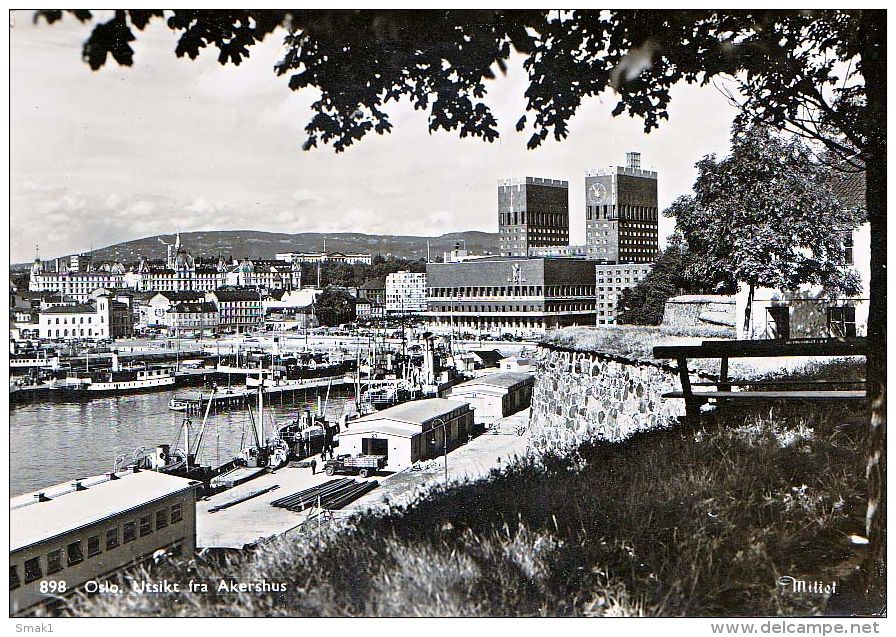 AK NORWEGEN OSLO  UTSIKT FRA AKERSHUS GROSSE FORMAT OLD POSTKARTE - Norwegen